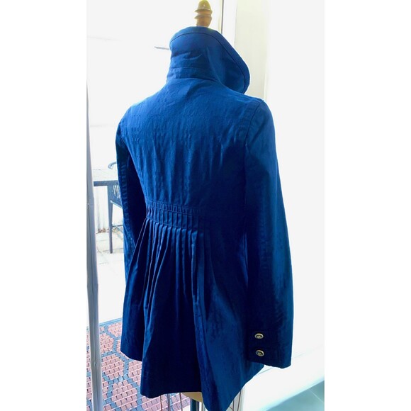 Juicy Couture Y2K Royal Navy Cotton Trench Jacket SZ S Gold & Navy Ship Buttons - Picture 8 of 8